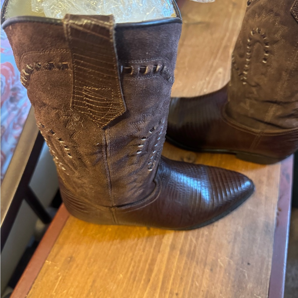Seychelles Two-Tone Brown Heeled Western Boots - Picture 3 of 16